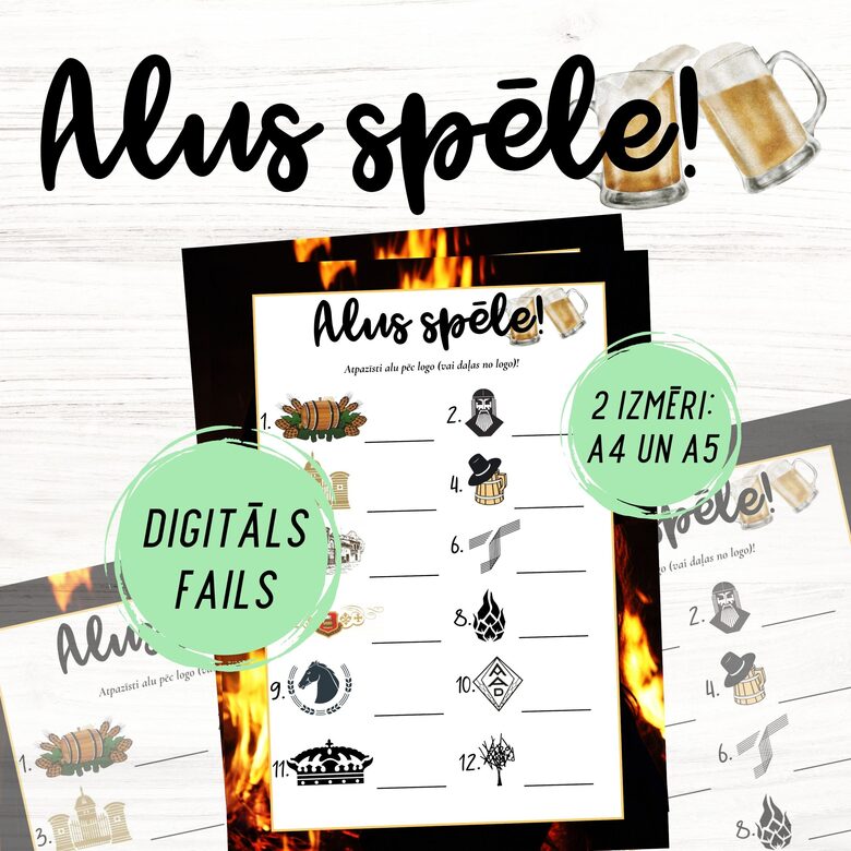 Alus logo spēle, digitāls PDF fails